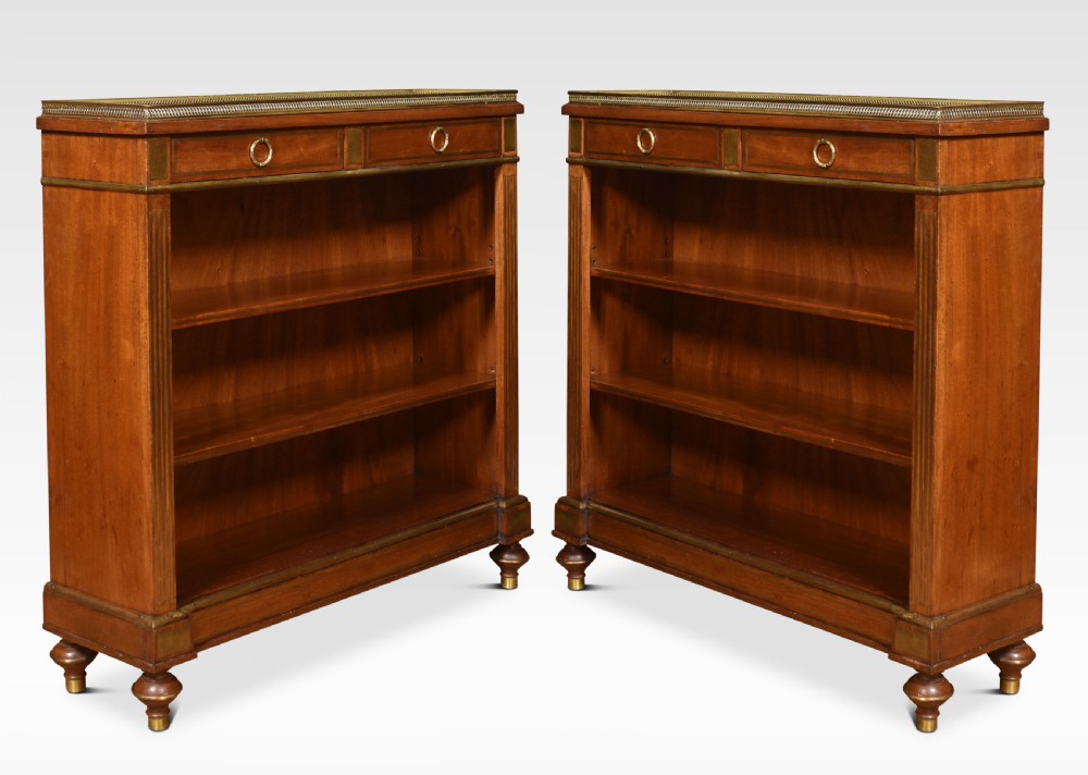 Pair of mahogany brass inlaid bookcase View VII