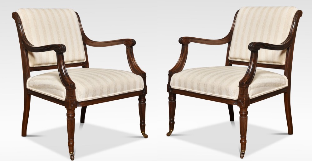 Pair of mahogany armchairs