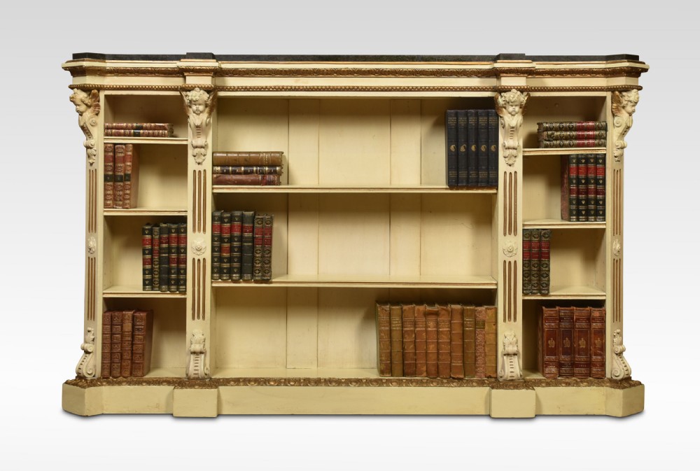 19th century gilded and painted open bookcase