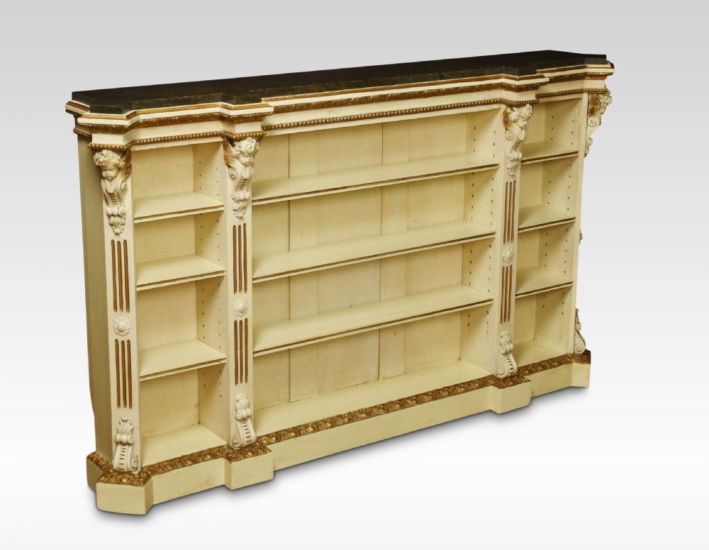 19th century gilded and painted open bookcase View II
