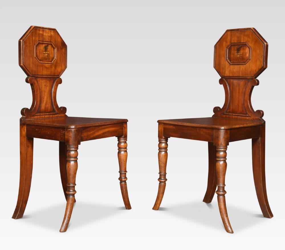Pair of mahogany hall chairs View V