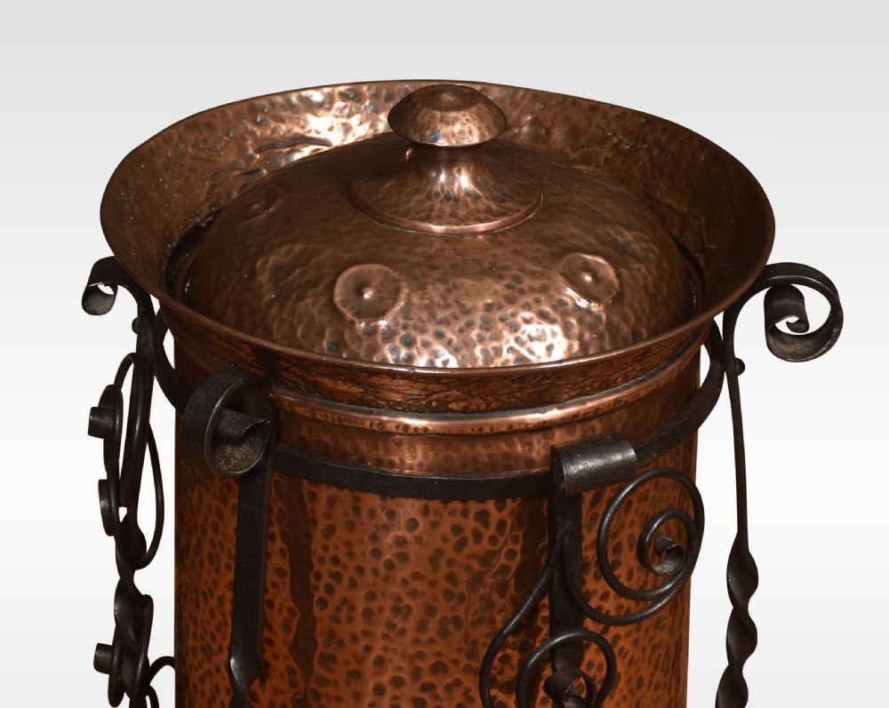 Arts and Crafts circular copper coal bucket View V