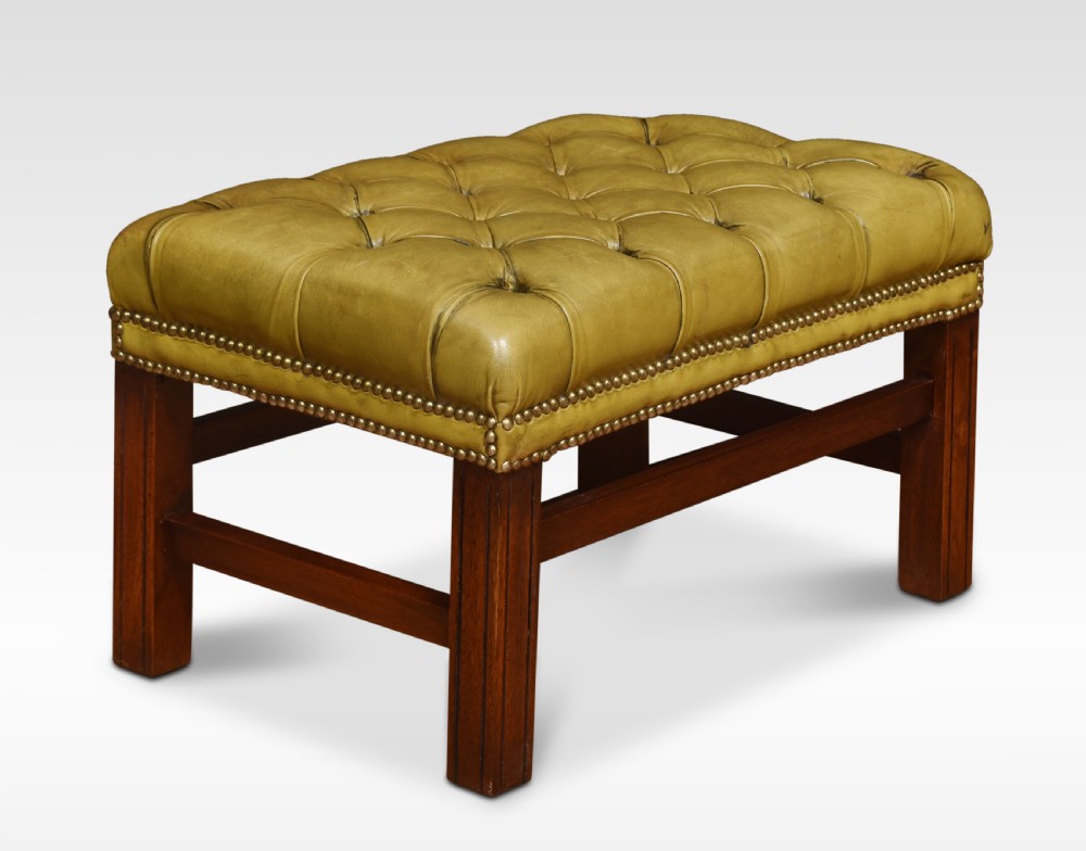 Leather deep buttoned stool