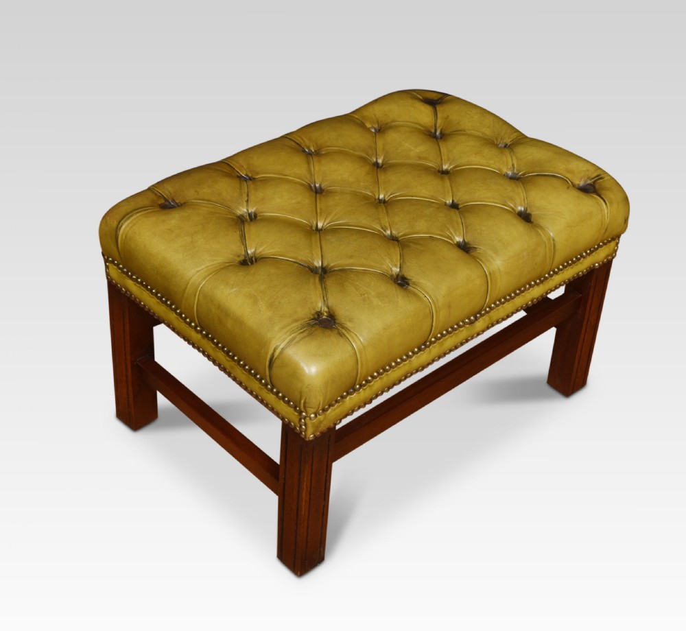 Leather deep buttoned stool View IV