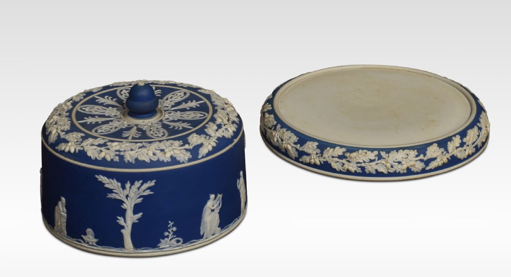 Blue dip Jasperware cylindrical form cheese dish View III
