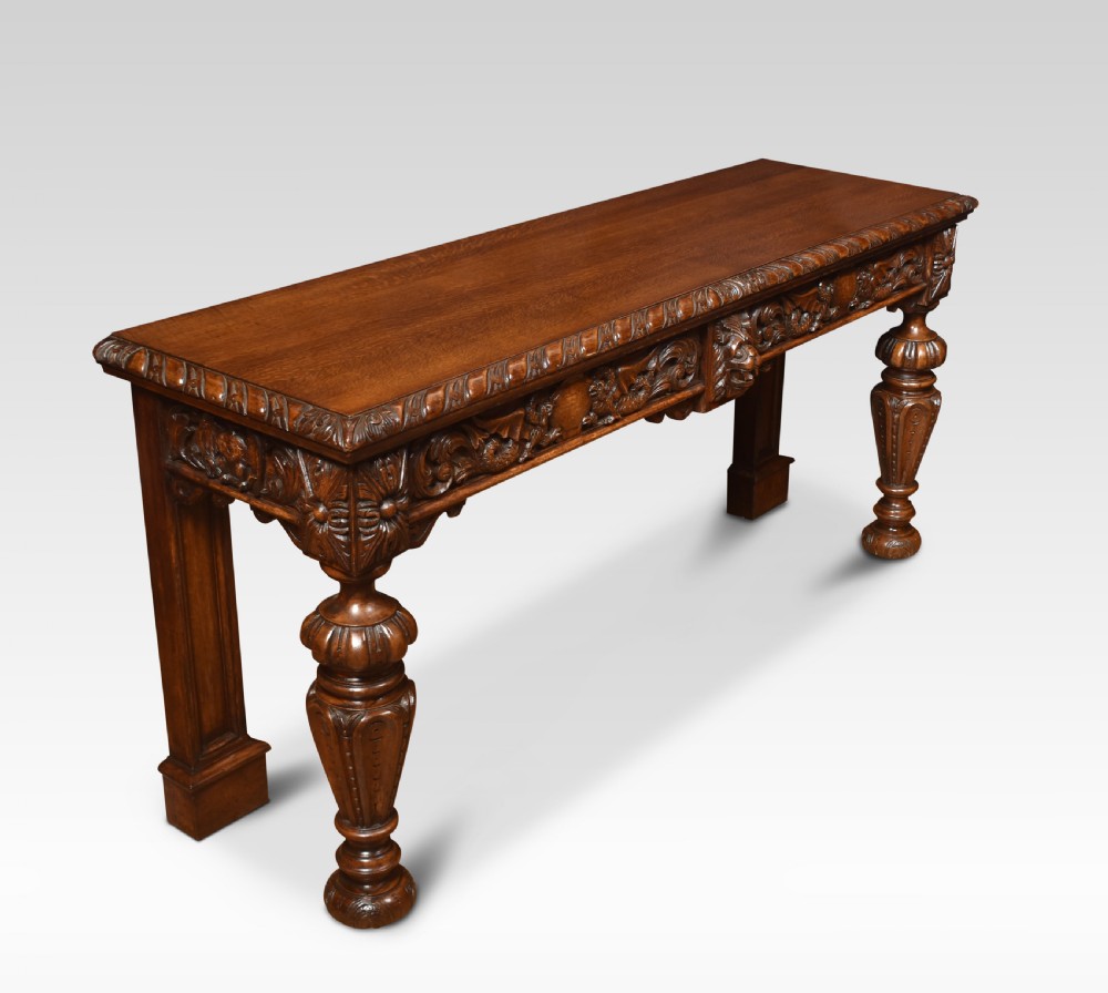 Large carved oak console table