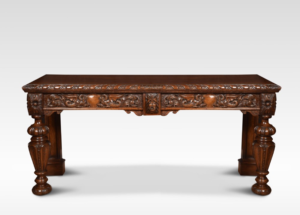 Large carved oak console table View III