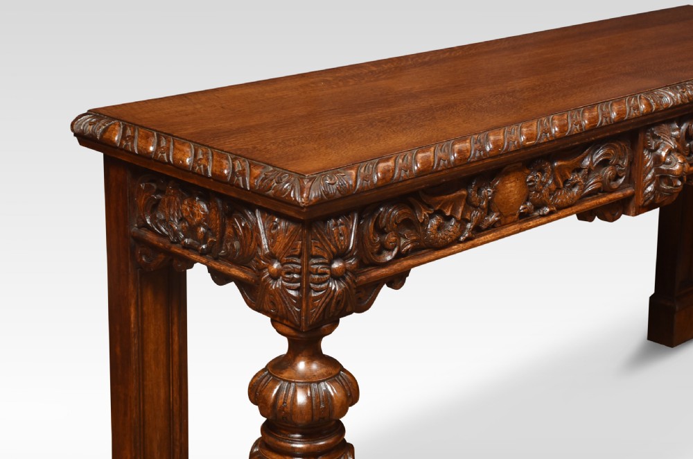 Large carved oak console table View IV