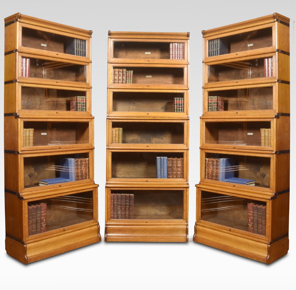 Set of three oak globe Wernicke six section bookcases