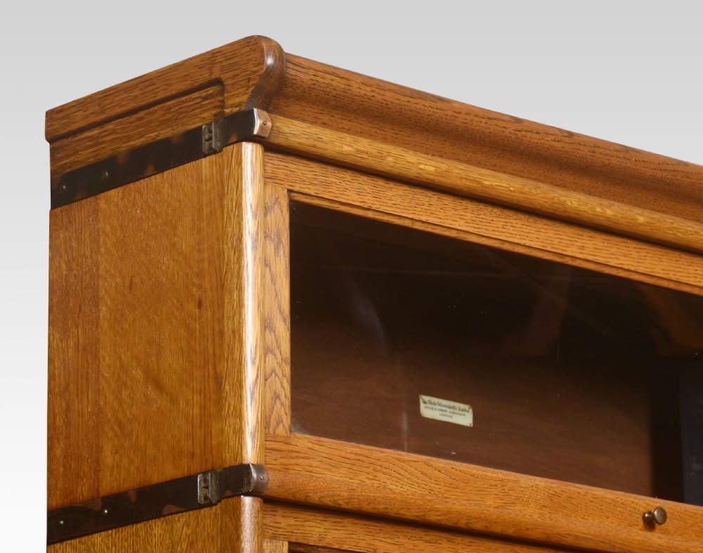 Set of three oak globe Wernicke six section bookcases View IV