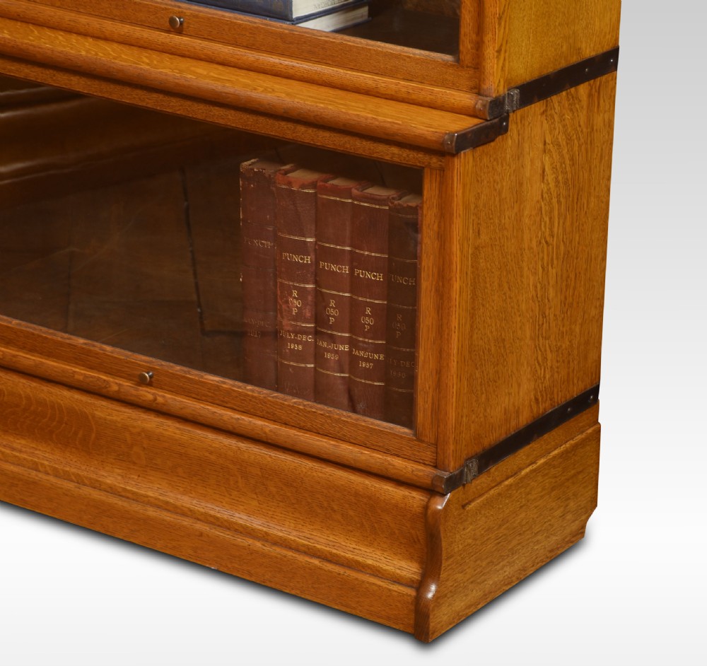 Set of three oak globe Wernicke six section bookcases View VI