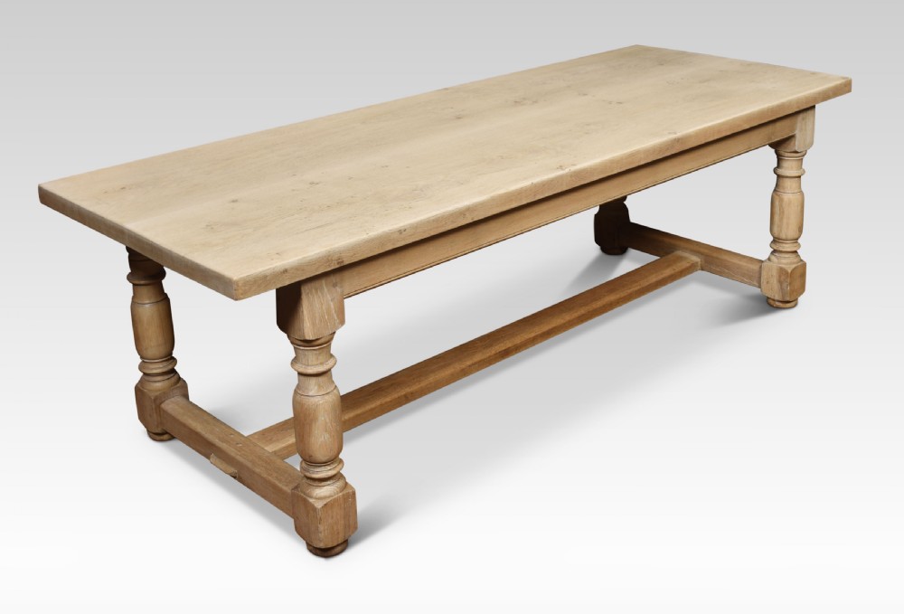 Bleached oak plank top refectory table View III