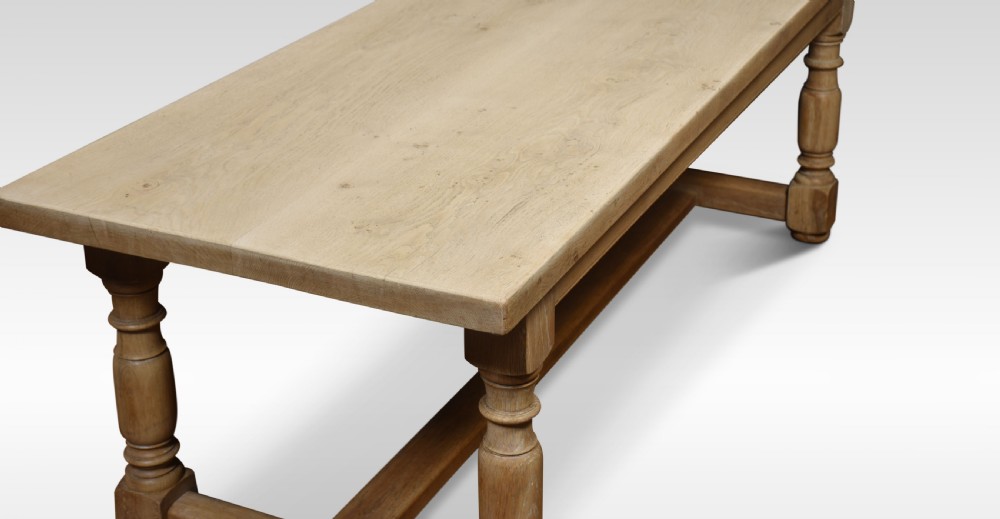 Bleached oak plank top refectory table View IV