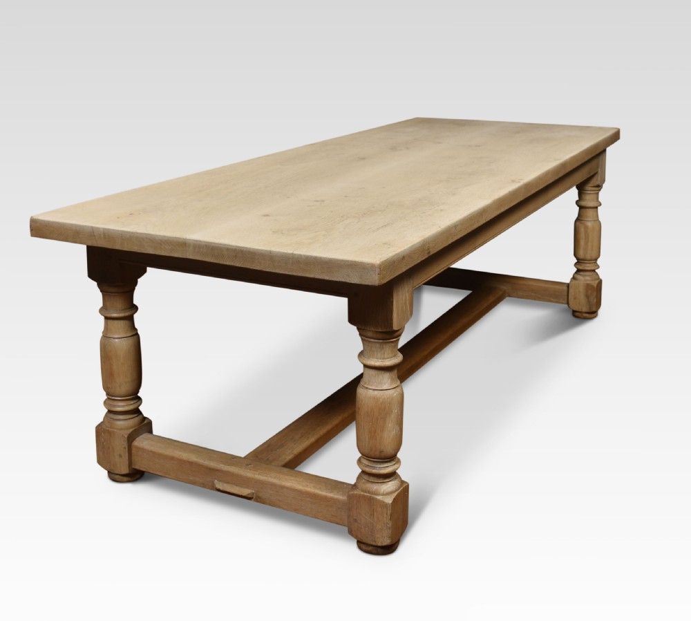 Bleached oak plank top refectory table View V