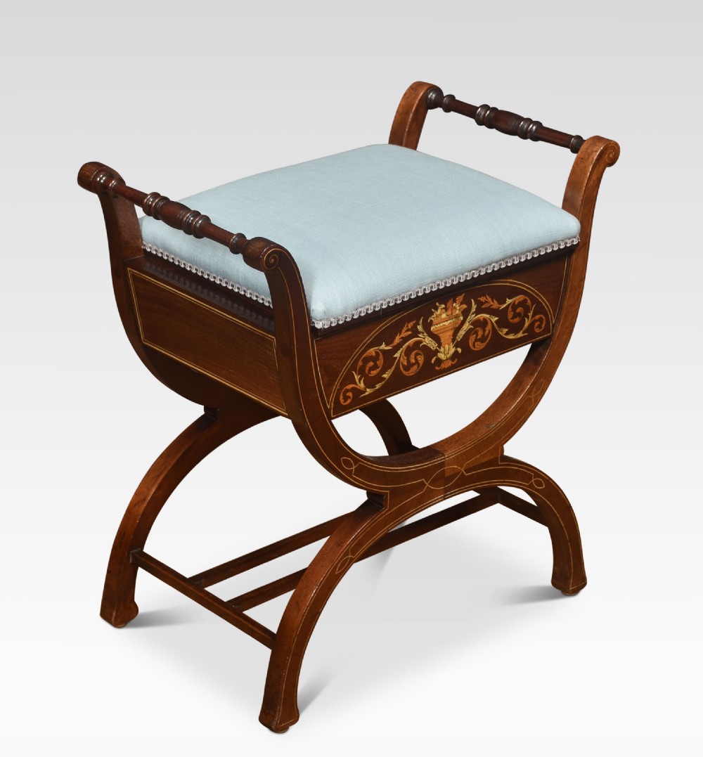 Mahogany inlaid piano stool
