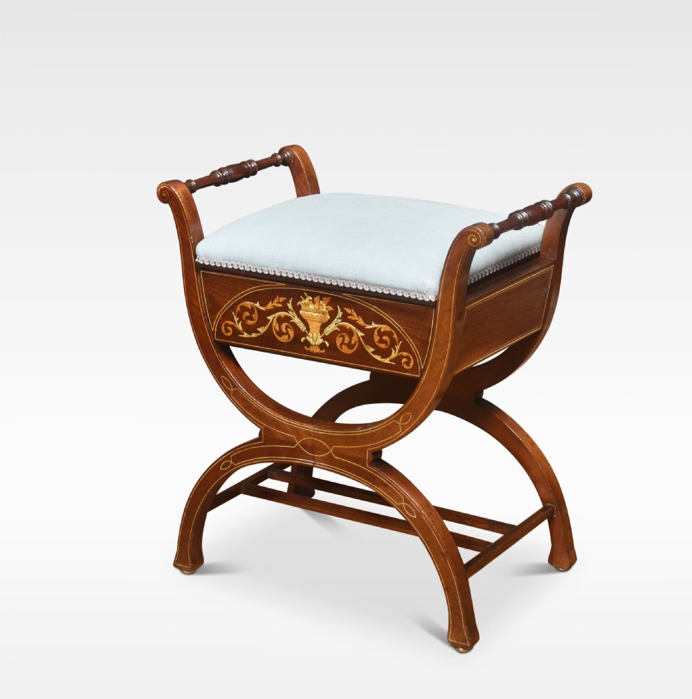 Mahogany inlaid piano stool View IV