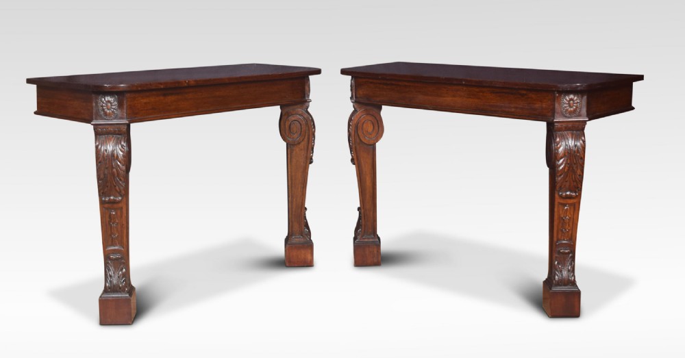 Pair of mahogany console tables