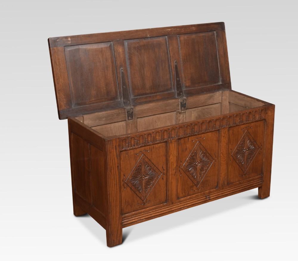 Oak carved coffer chest View III