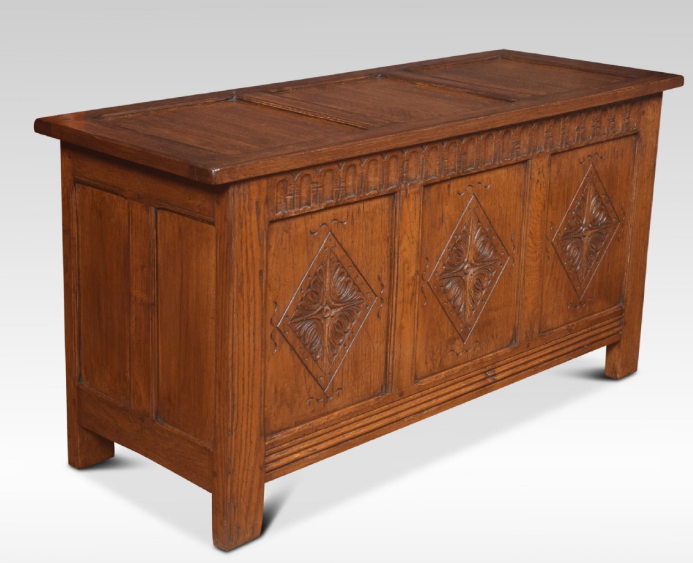 Oak carved coffer chest View V