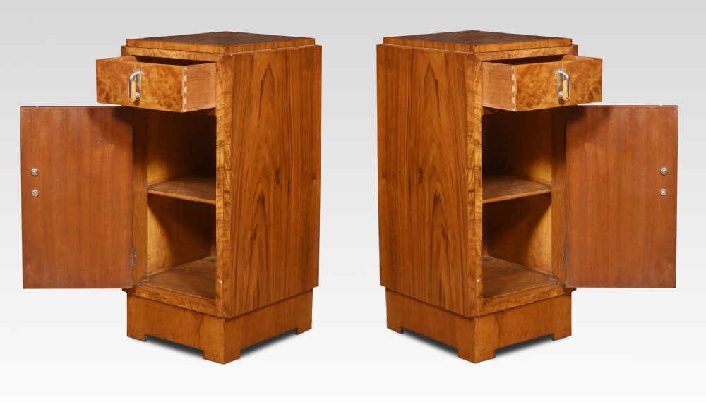 Pair of Art Deco walnut bedside cabinets View VI