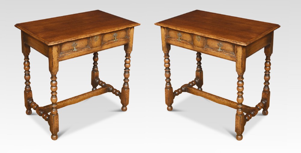 Pair of 17th Century style oak side tables