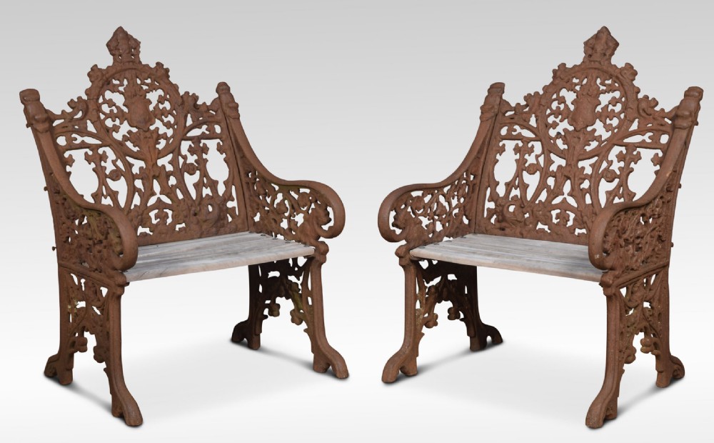 Set Of Cast Iron Garden Seats View V