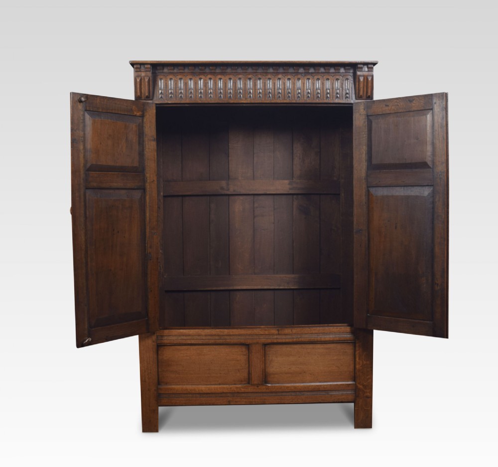 Carved oak hall robe View V