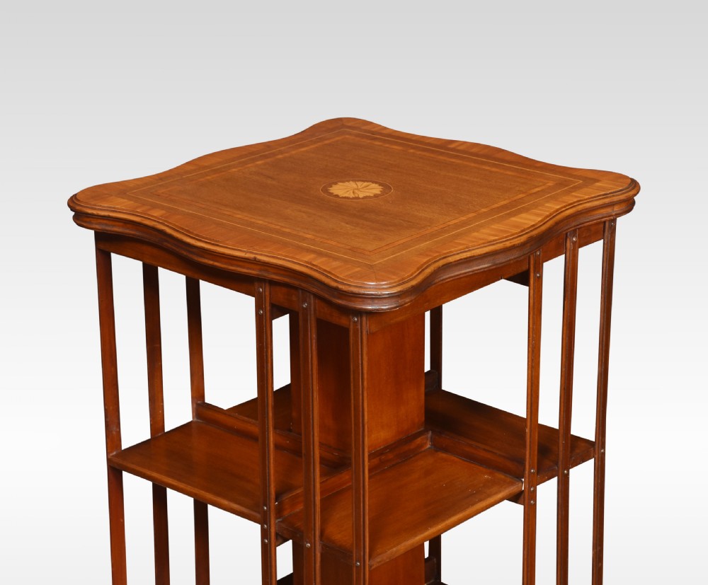Mahogany inlaid revolving bookcase View II