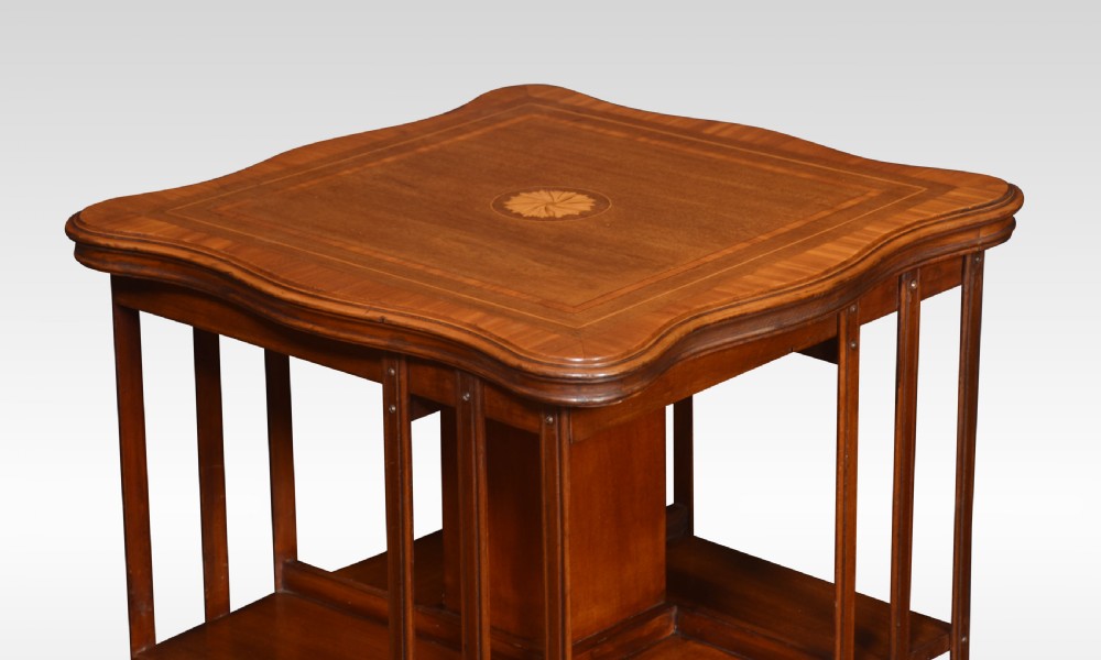 Mahogany inlaid revolving bookcase View IV