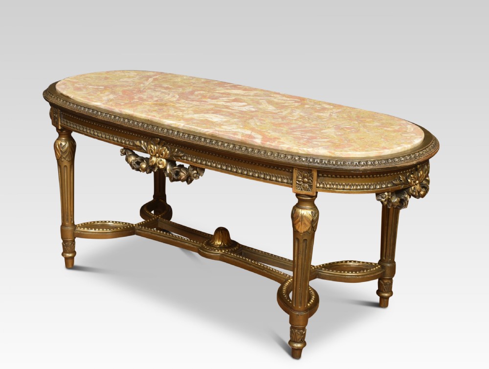 Giltwood and marble coffee table