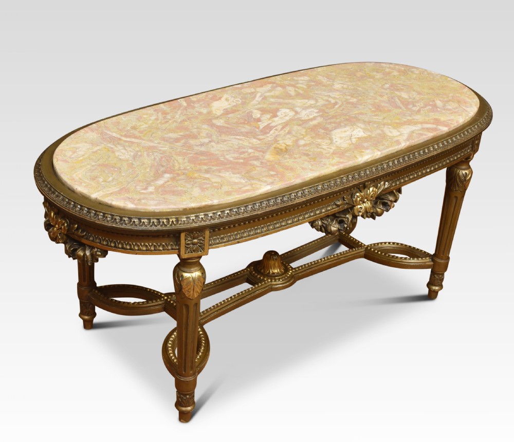 Giltwood and marble coffee table View II