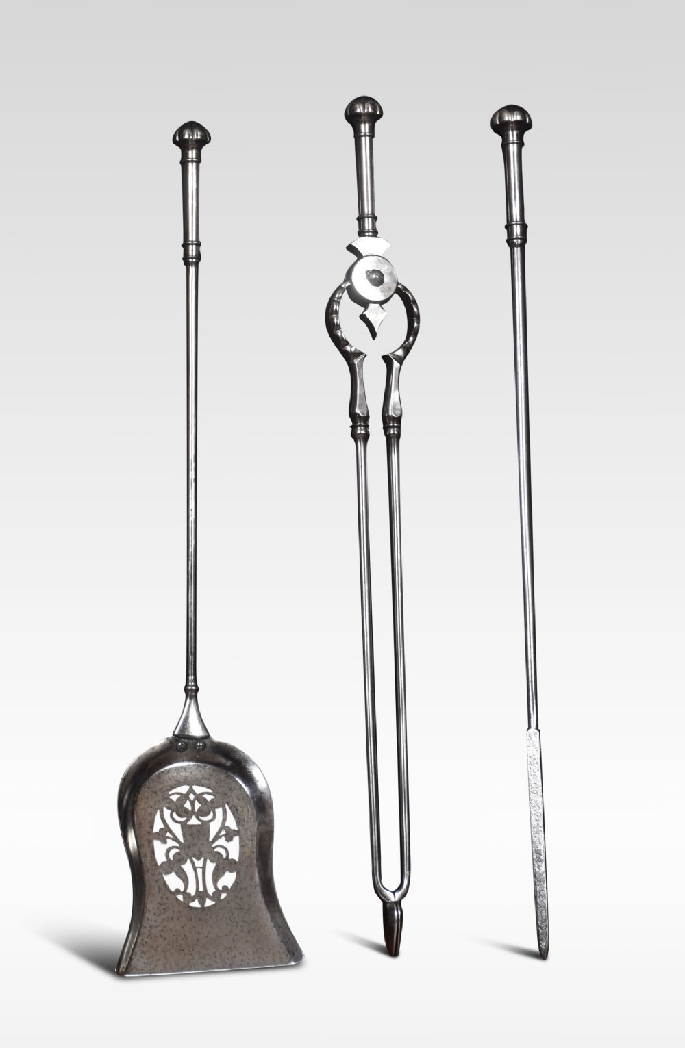 Polished steel Triple companion fire tool set