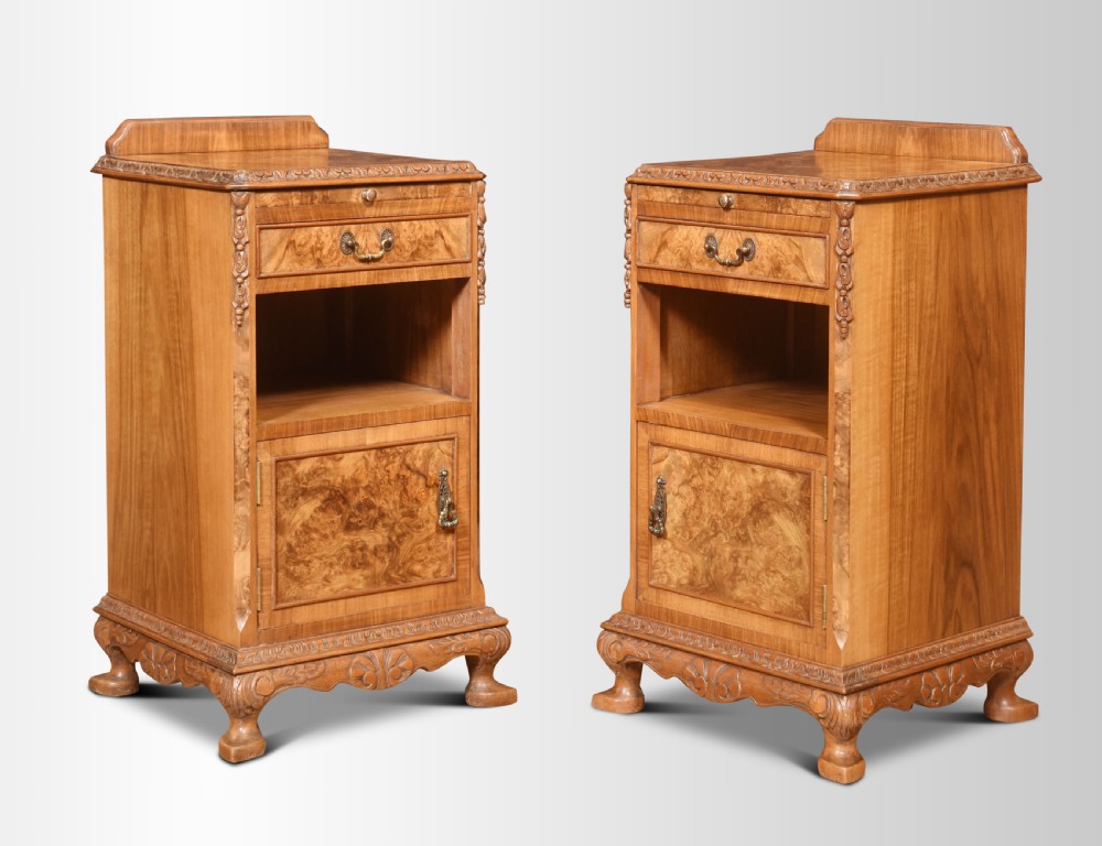 Pair of walnut bedside cabinets