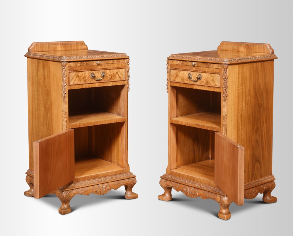 Pair of walnut bedside cabinets View II