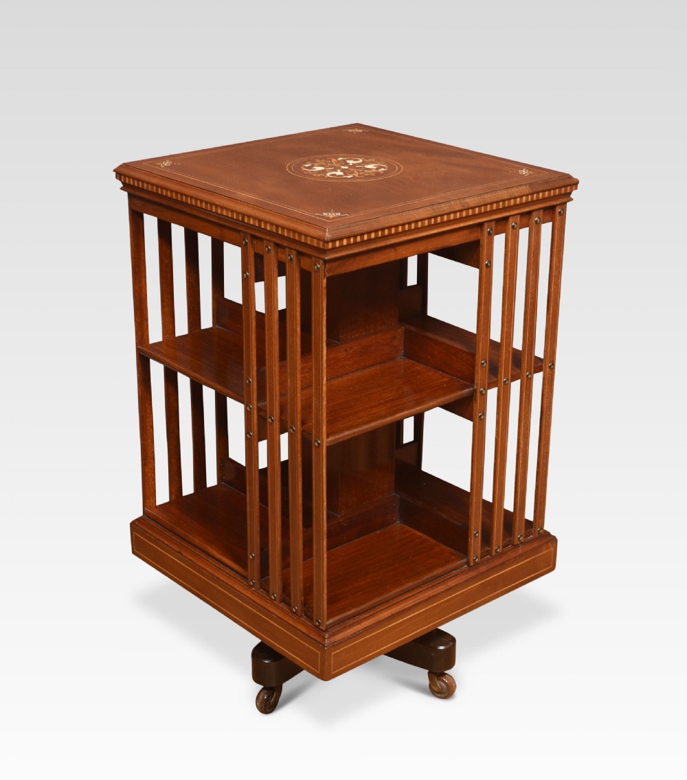 Mahogany inlaid revolving bookcase View VII