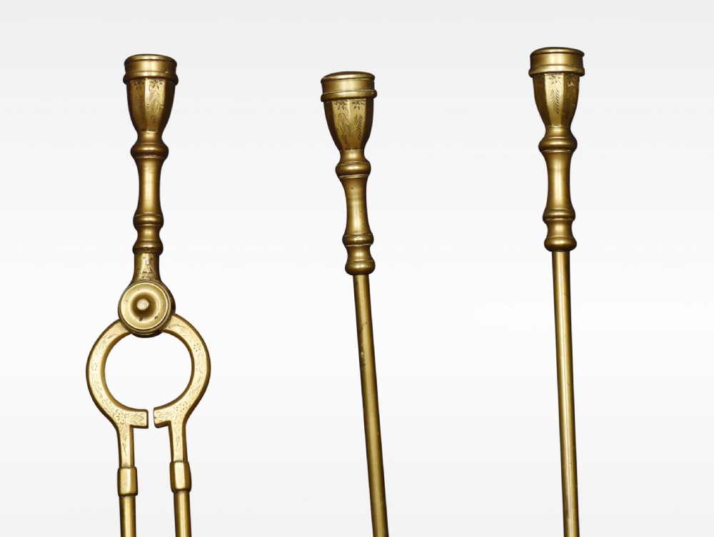 Brass triple companion fire tool set View II