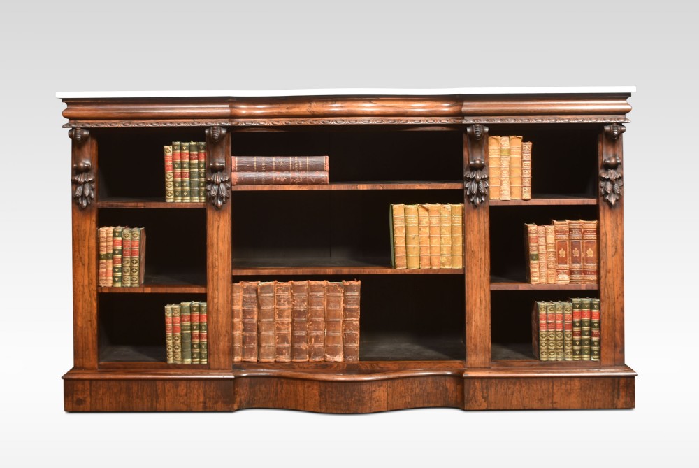 Regency dwarf rosewood open bookcase