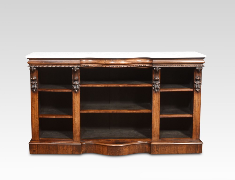 Regency dwarf rosewood open bookcase View II