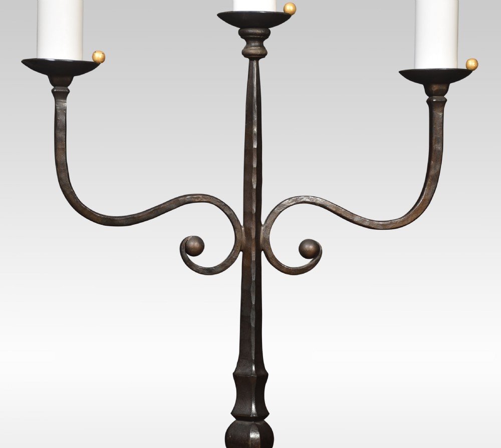Pair of wrought iron candle stands View III