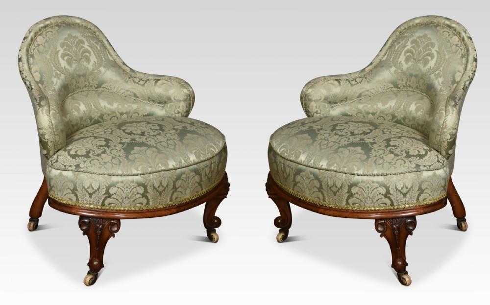 Walnut framed and upholstered conversation seat View IV