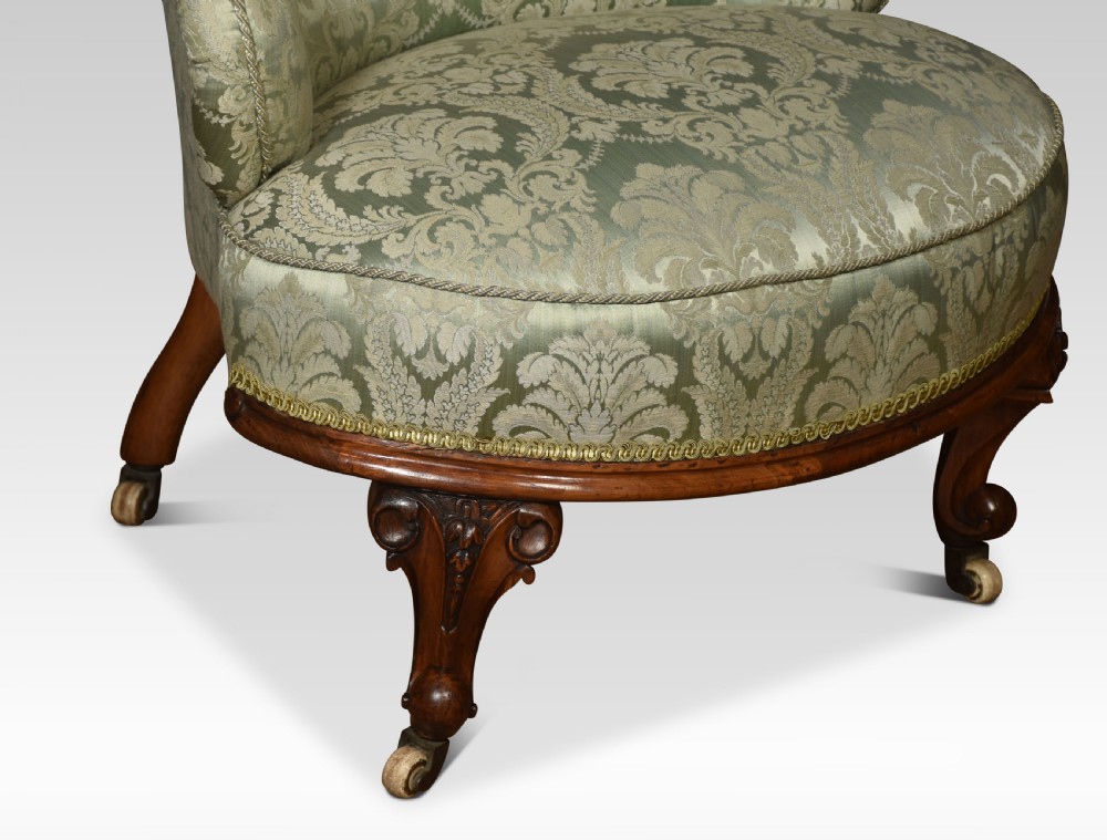 Walnut framed and upholstered conversation seat View VIII
