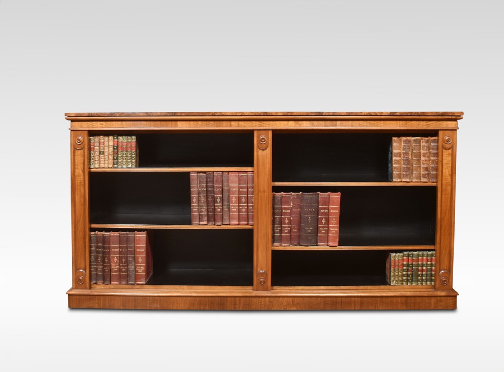 Large walnut dwarf open bookcase