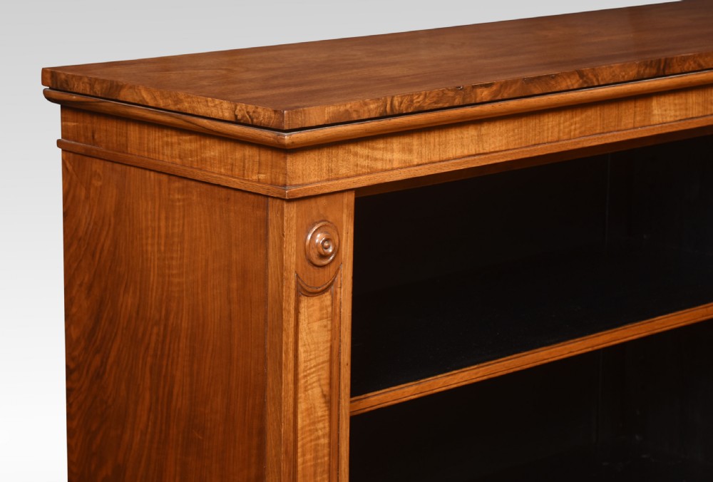 Large walnut dwarf open bookcase View II