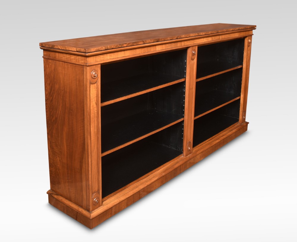 Large walnut dwarf open bookcase View III