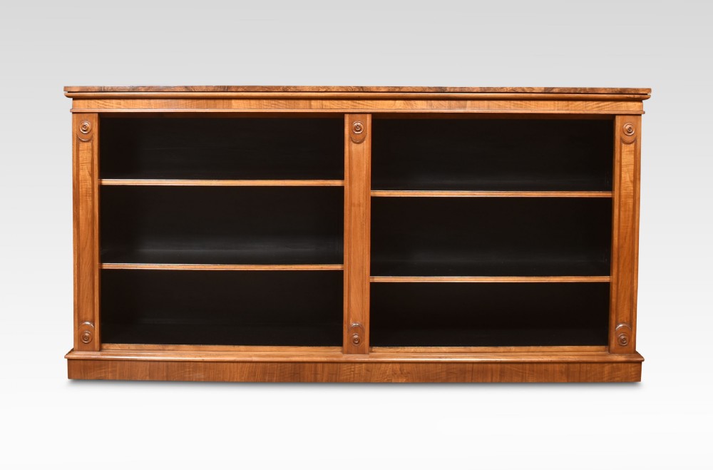 Large walnut dwarf open bookcase View IV