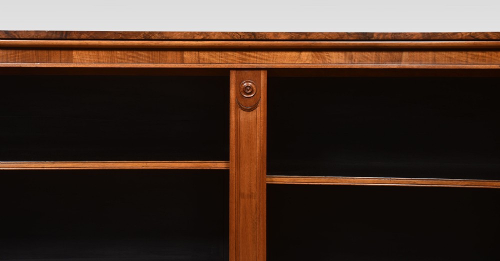 Large walnut dwarf open bookcase View V