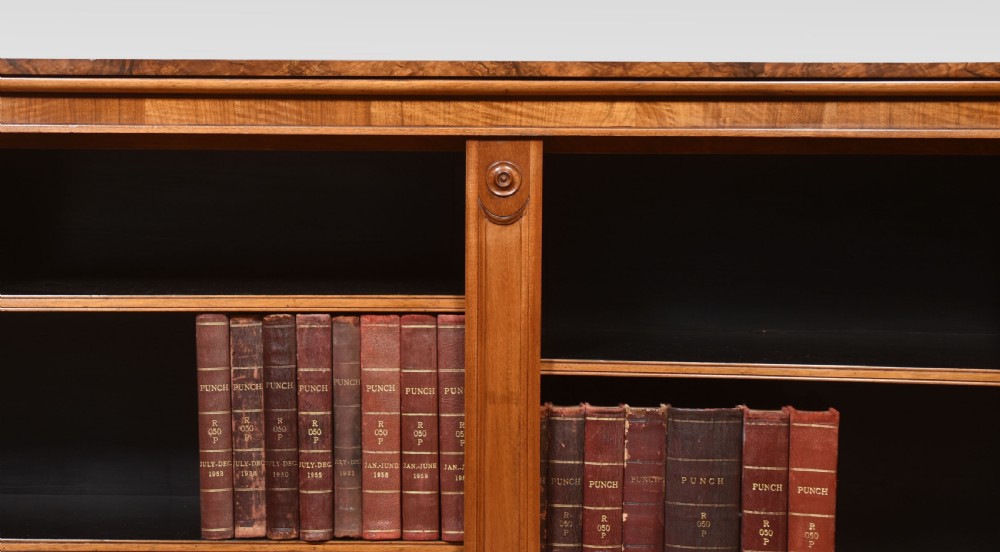 Large walnut dwarf open bookcase View VII