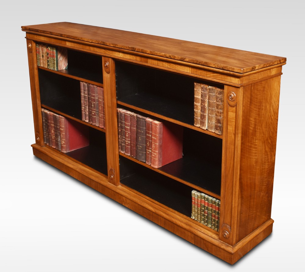 Large walnut dwarf open bookcase View VIII