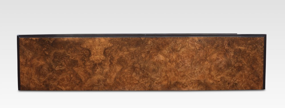 Pair Of Large Figured Walnut Dwarf Open Bookcases View II