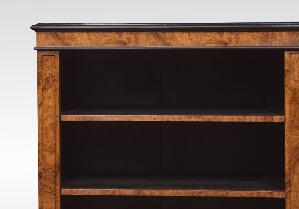 Pair Of Large Figured Walnut Dwarf Open Bookcases View V